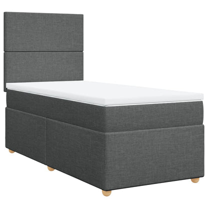 Boxspring met matras stof donkergrijs 100x200 cm