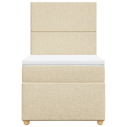 Boxspring met matras stof crèmekleurig 100x200 cm