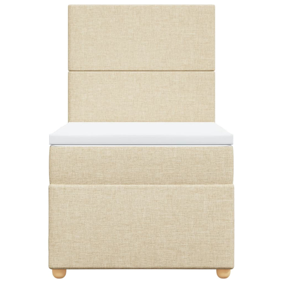 Boxspring met matras stof crèmekleurig 100x200 cm