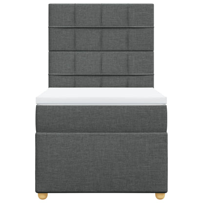 Boxspring met matras stof donkergrijs 100x200 cm