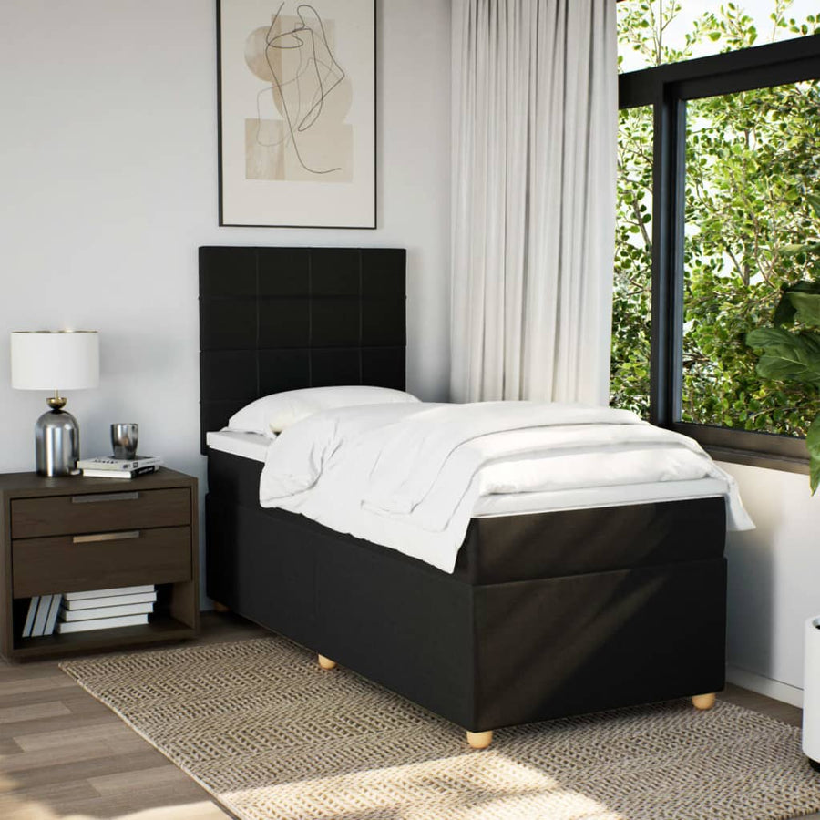 Boxspring met matras stof zwart 100x200 cm