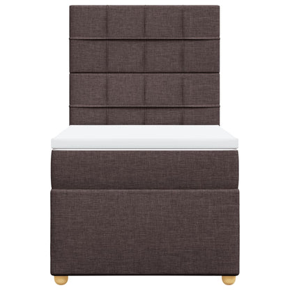 Boxspring met matras stof donkerbruin 100x200 cm