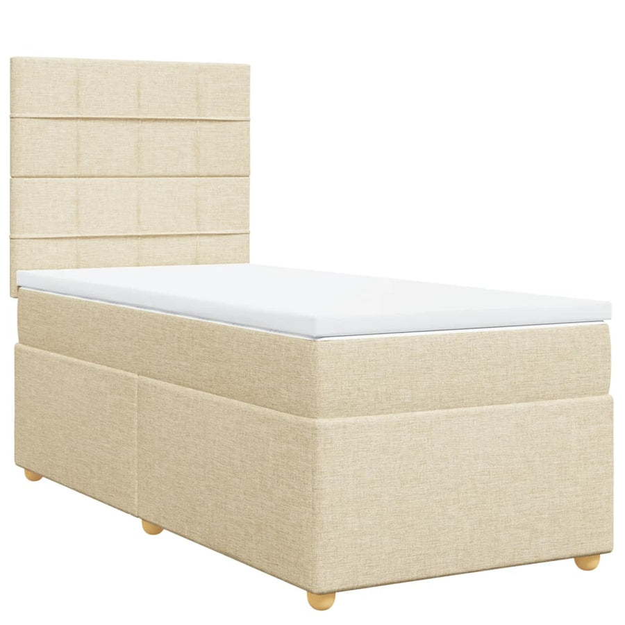 Boxspring met matras stof crèmekleurig 100x200 cm