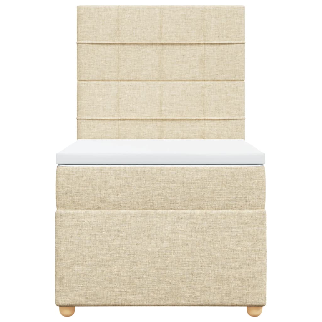 Boxspring met matras stof crèmekleurig 100x200 cm