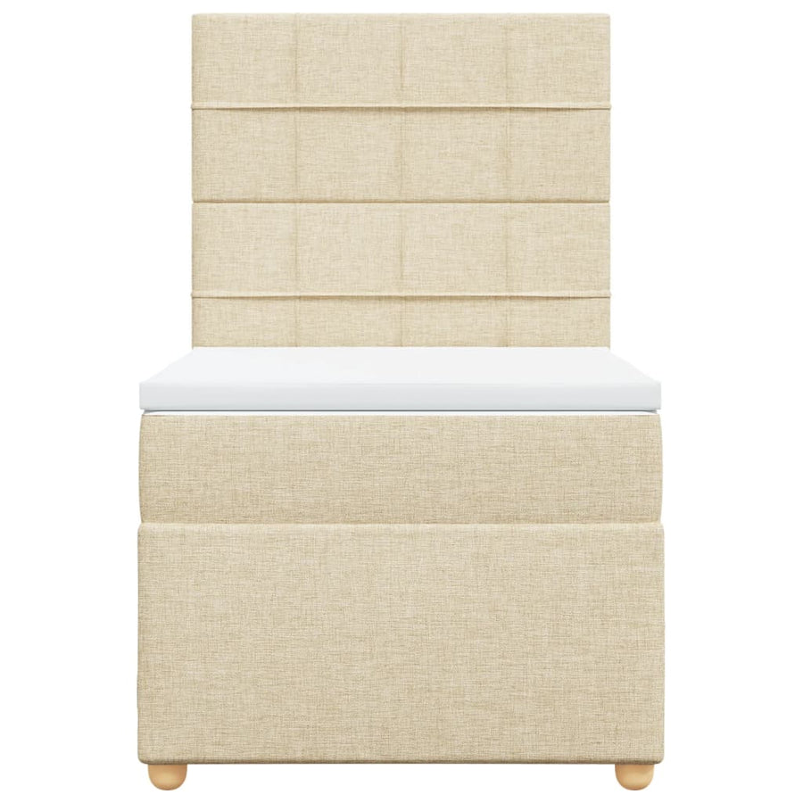 Boxspring met matras stof crèmekleurig 100x200 cm