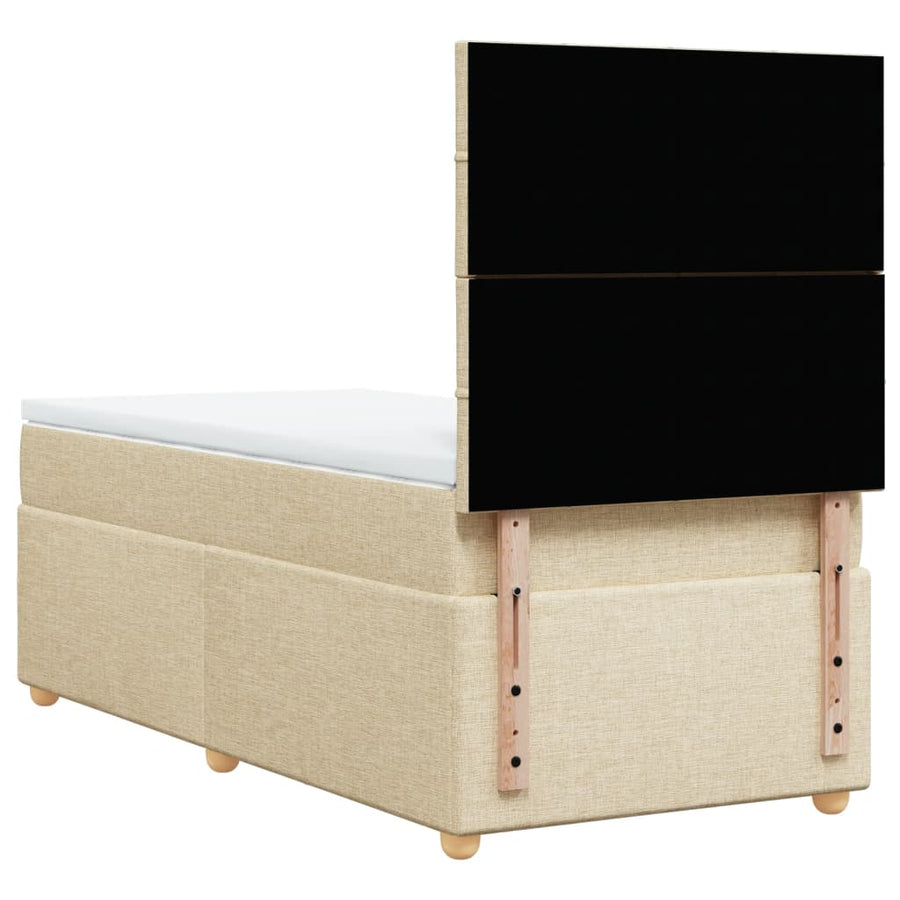 Boxspring met matras stof crèmekleurig 100x200 cm