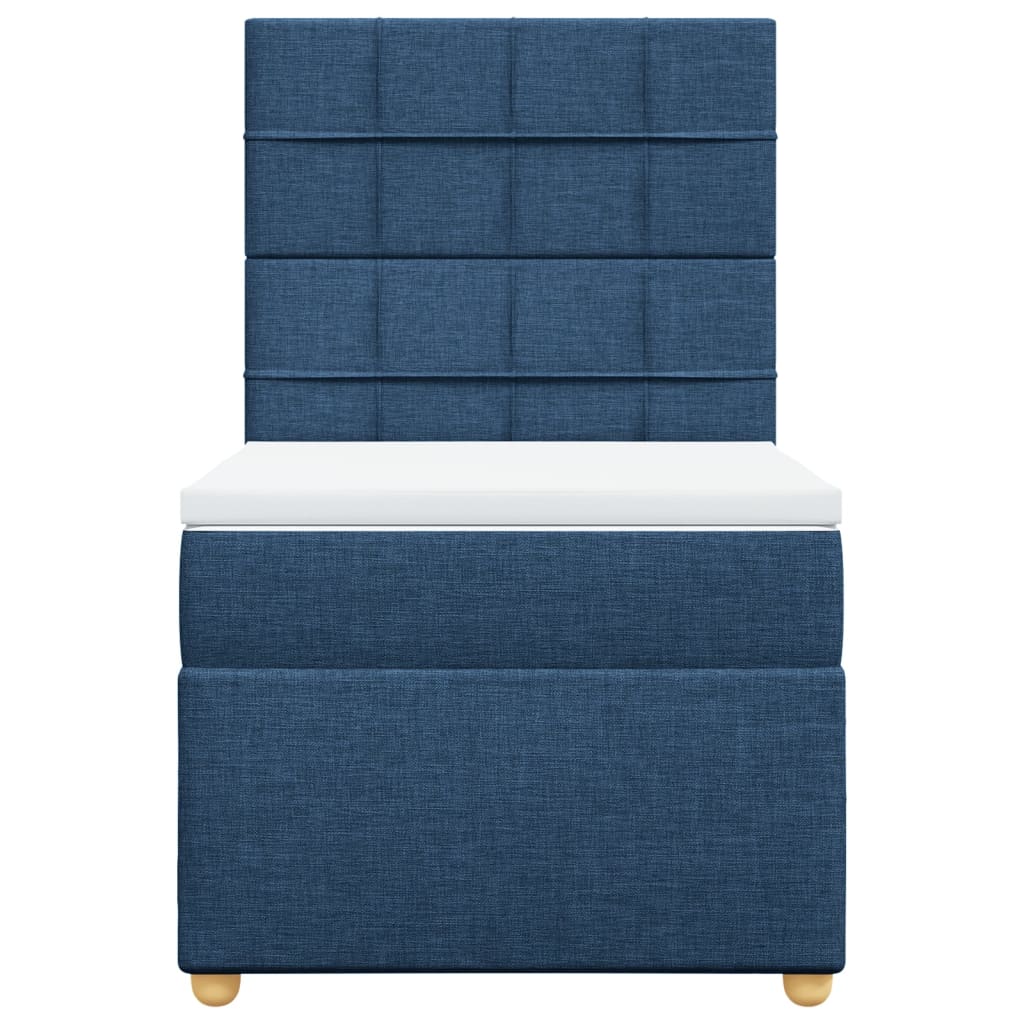 Boxspring met matras stof blauw 100x200 cm