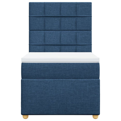 Boxspring met matras stof blauw 100x200 cm