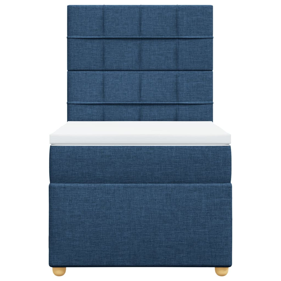 Boxspring met matras stof blauw 100x200 cm