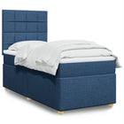 Boxspring met matras stof blauw 100x200 cm