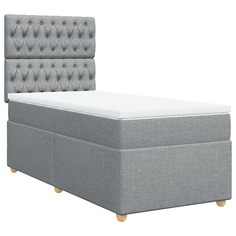 Boxspring met matras stof lichtgrijs 100x200 cm