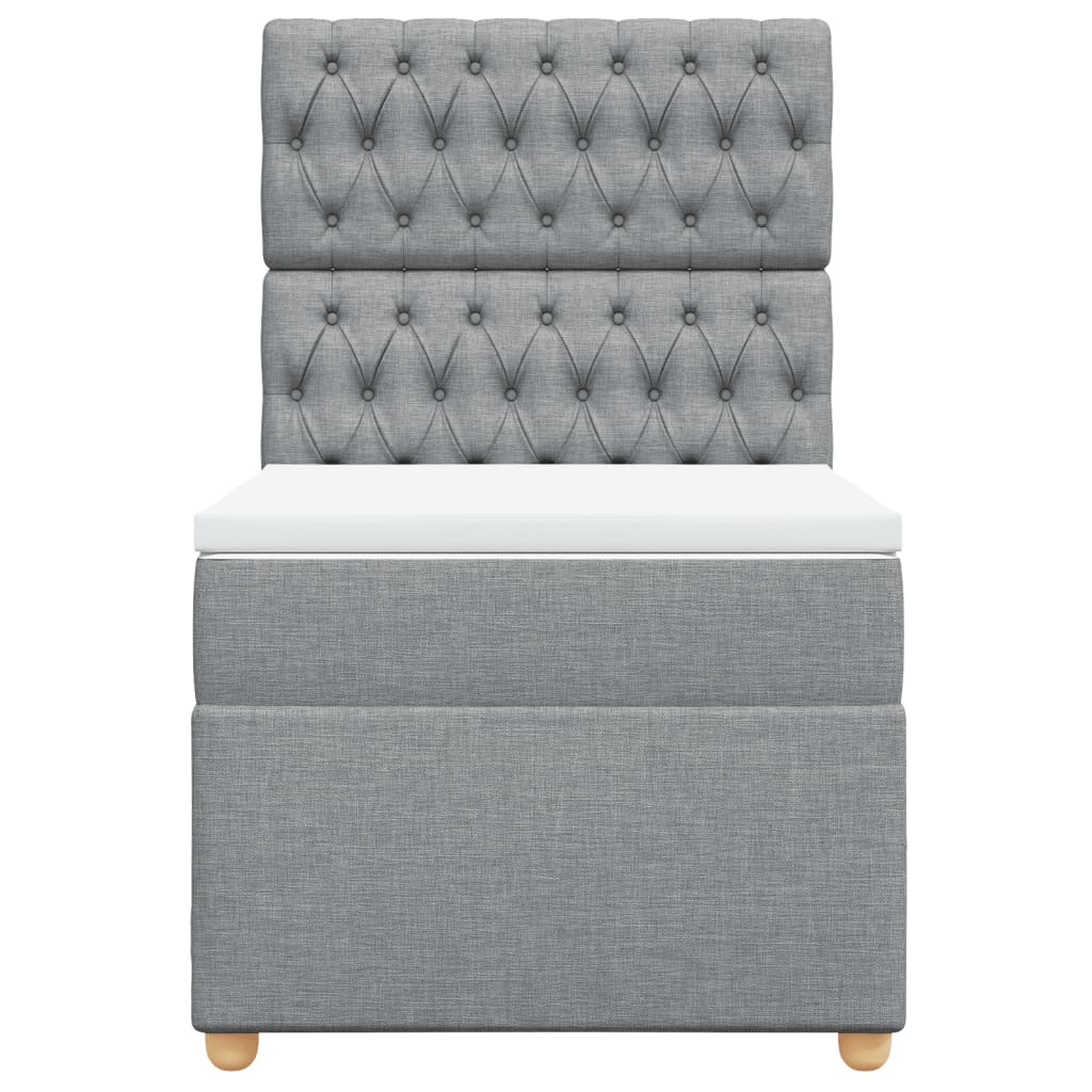 Boxspring met matras stof lichtgrijs 100x200 cm