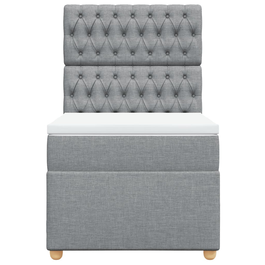 Boxspring met matras stof lichtgrijs 100x200 cm