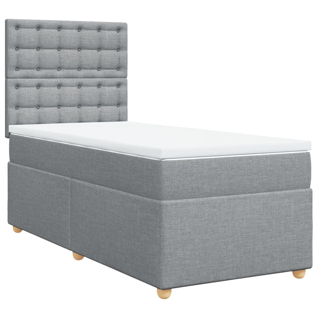 Boxspring met matras stof lichtgrijs 100x200 cm