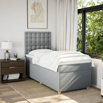 Boxspring met matras stof lichtgrijs 100x200 cm