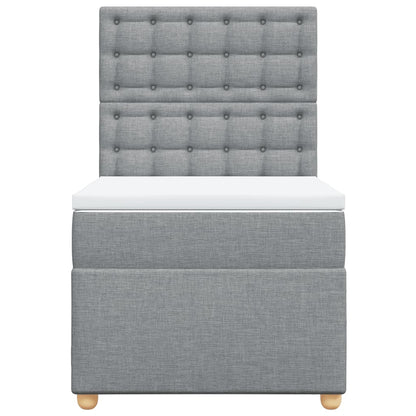 Boxspring met matras stof lichtgrijs 100x200 cm