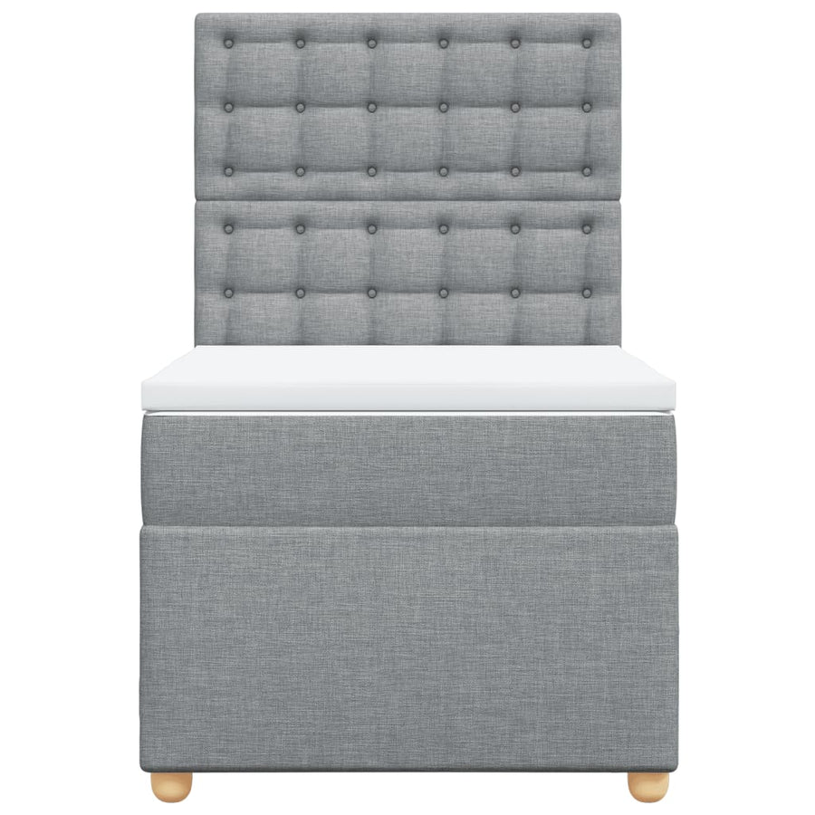 Boxspring met matras stof lichtgrijs 100x200 cm