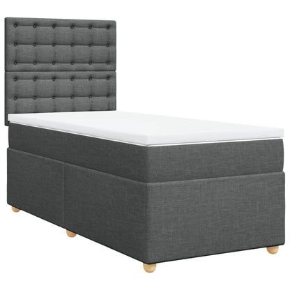 Boxspring met matras stof donkergrijs 100x200 cm