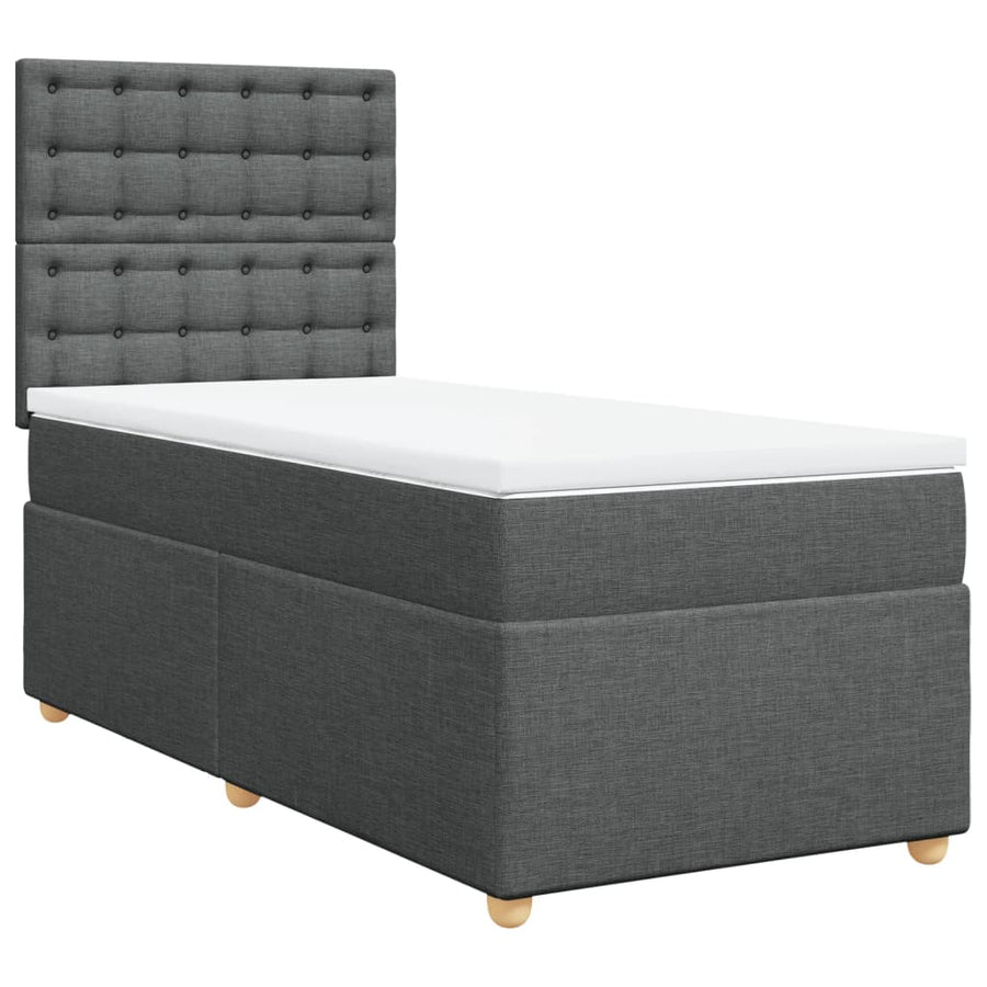 Boxspring met matras stof donkergrijs 100x200 cm