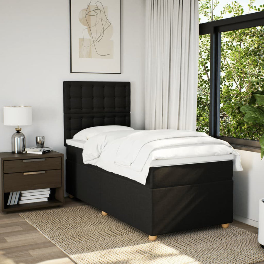 Boxspring met matras stof zwart 100x200 cm