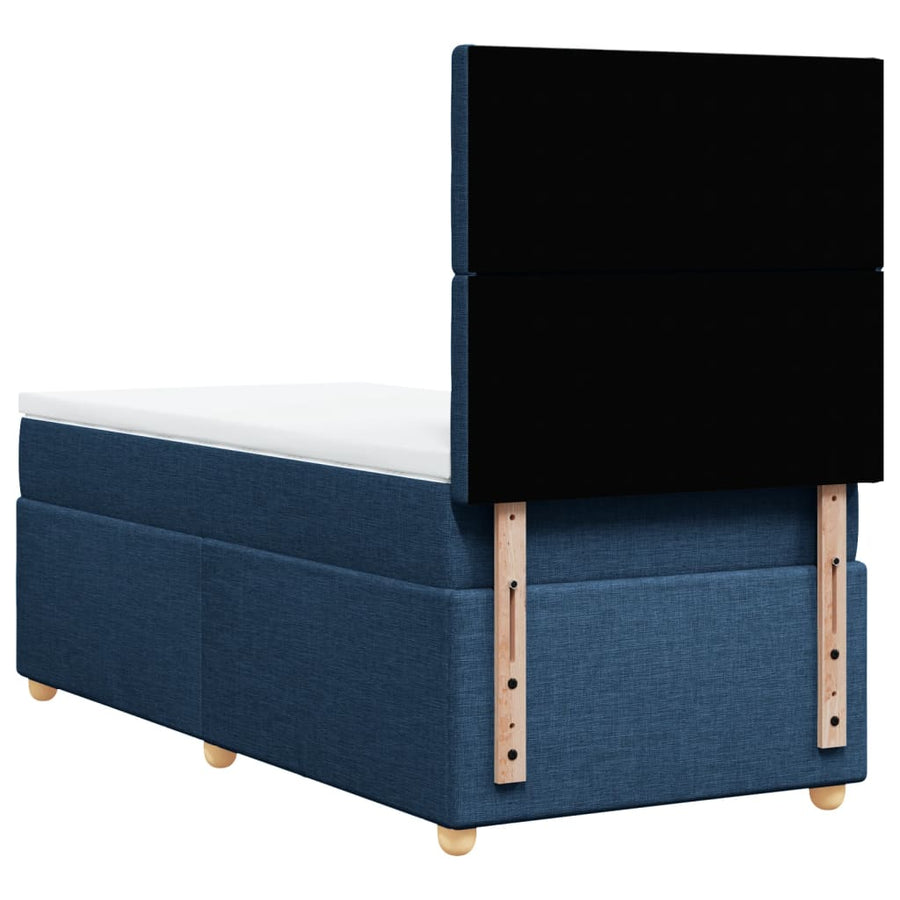 Boxspring met matras stof blauw 100x200 cm