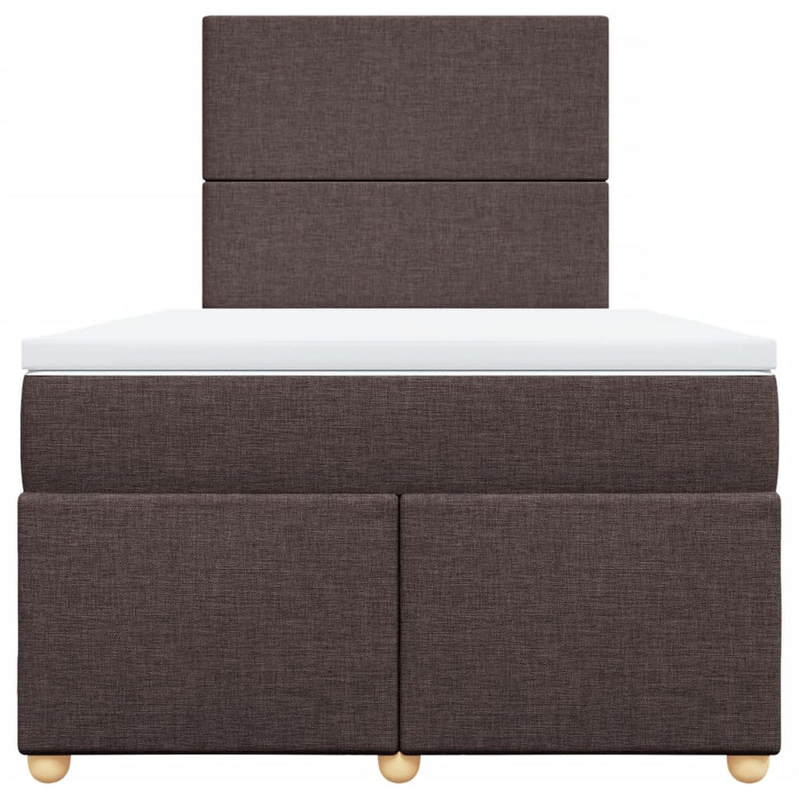 Boxspring met matras stof donkerbruin 120x190 cm