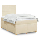 Boxspring met matras stof crèmekleurig 120x190 cm