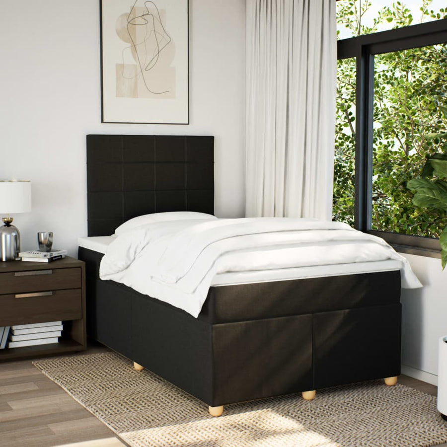 Boxspring met matras stof zwart 120x190 cm