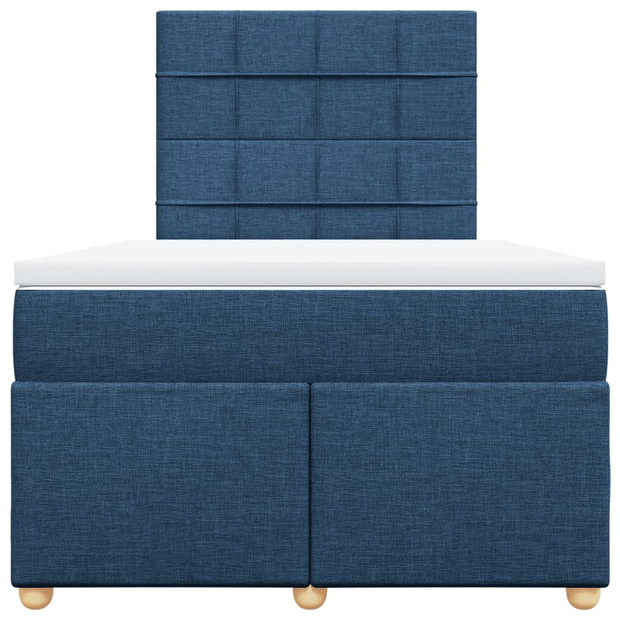 Boxspring met matras stof blauw 120x190 cm