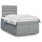 Box spring with light grey fabric mattress 120x190 cm