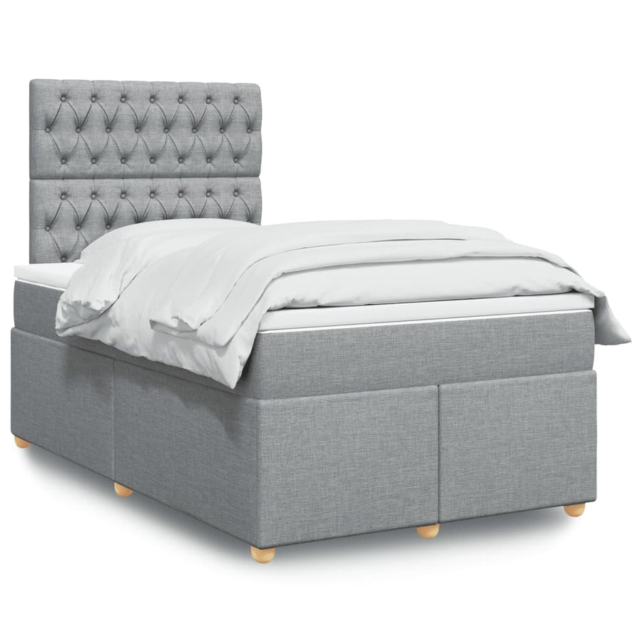 Boxspring met matras stof lichtgrijs 120x190 cm