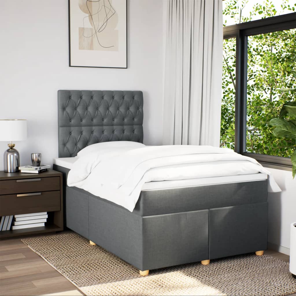 Boxspring met matras stof donkergrijs 120x190 cm