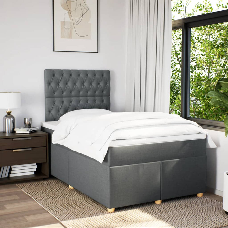 Boxspring met matras stof donkergrijs 120x190 cm