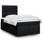 Box spring bed with black fabric mattress 120x190 cm