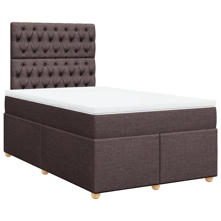 Boxspring met matras stof donkerbruin 120x190 cm