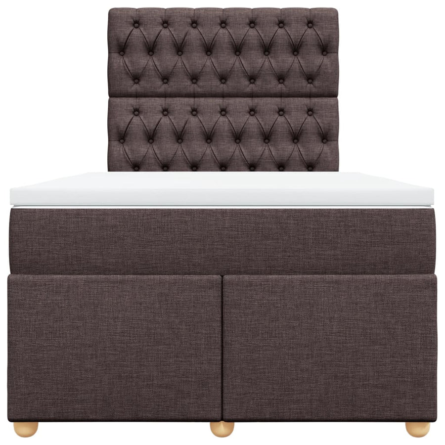 Boxspring met matras stof donkerbruin 120x190 cm
