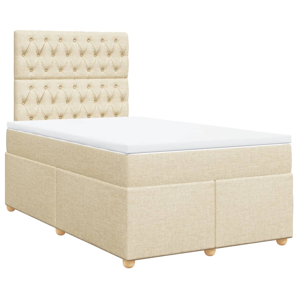 Boxspring met matras stof crèmekleurig 120x190 cm