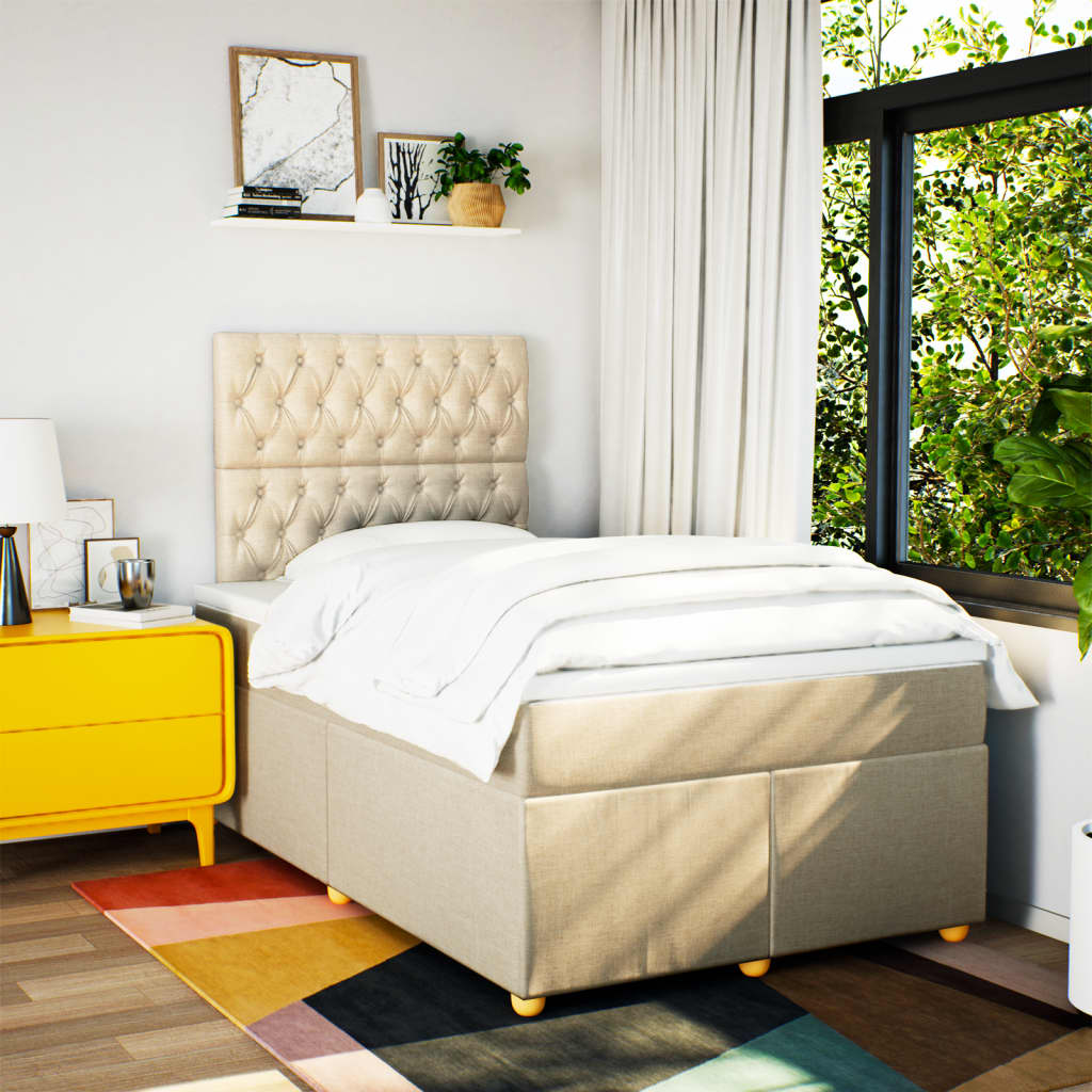 Boxspring met matras stof crèmekleurig 120x190 cm
