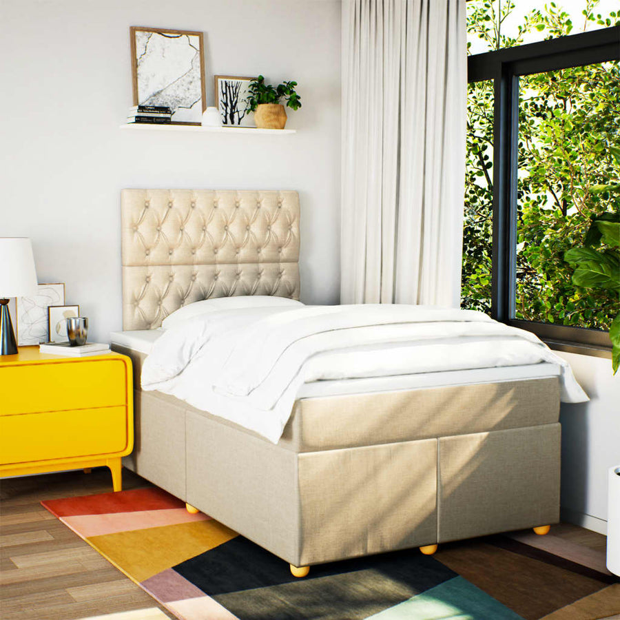 Boxspring met matras stof crèmekleurig 120x190 cm