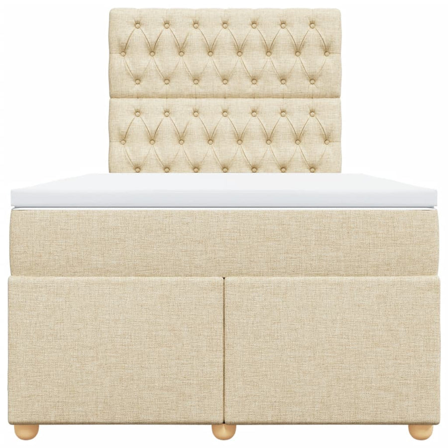 Boxspring met matras stof crèmekleurig 120x190 cm