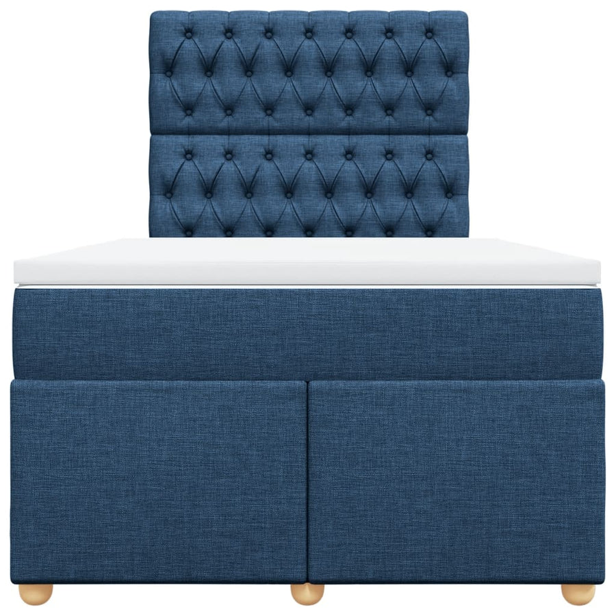 Boxspring met matras stof blauw 120x190 cm
