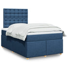 Box spring with fabric mattress blue 120x190 cm