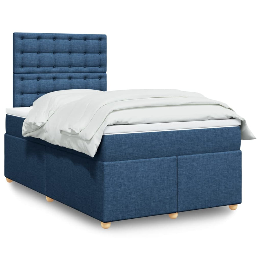 Boxspring met matras stof blauw 120x190 cm