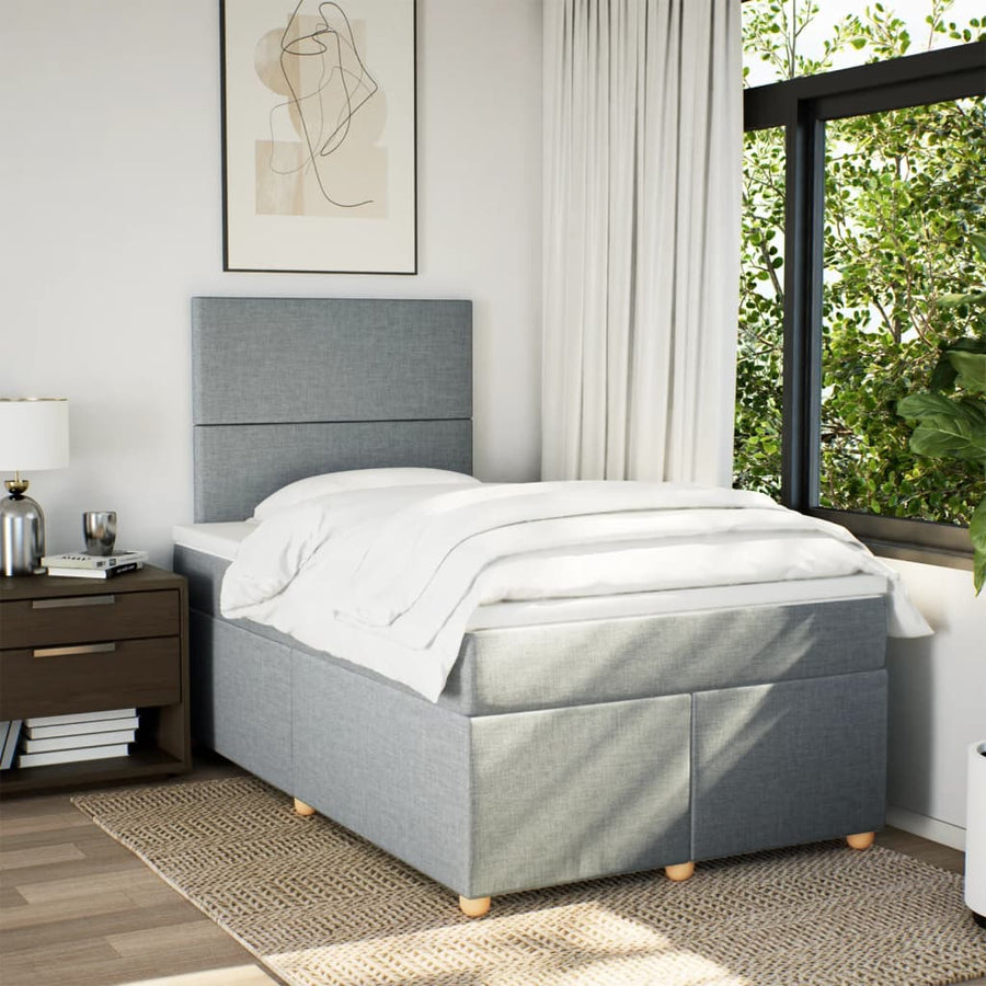Boxspring met matras stof lichtgrijs 120x200 cm