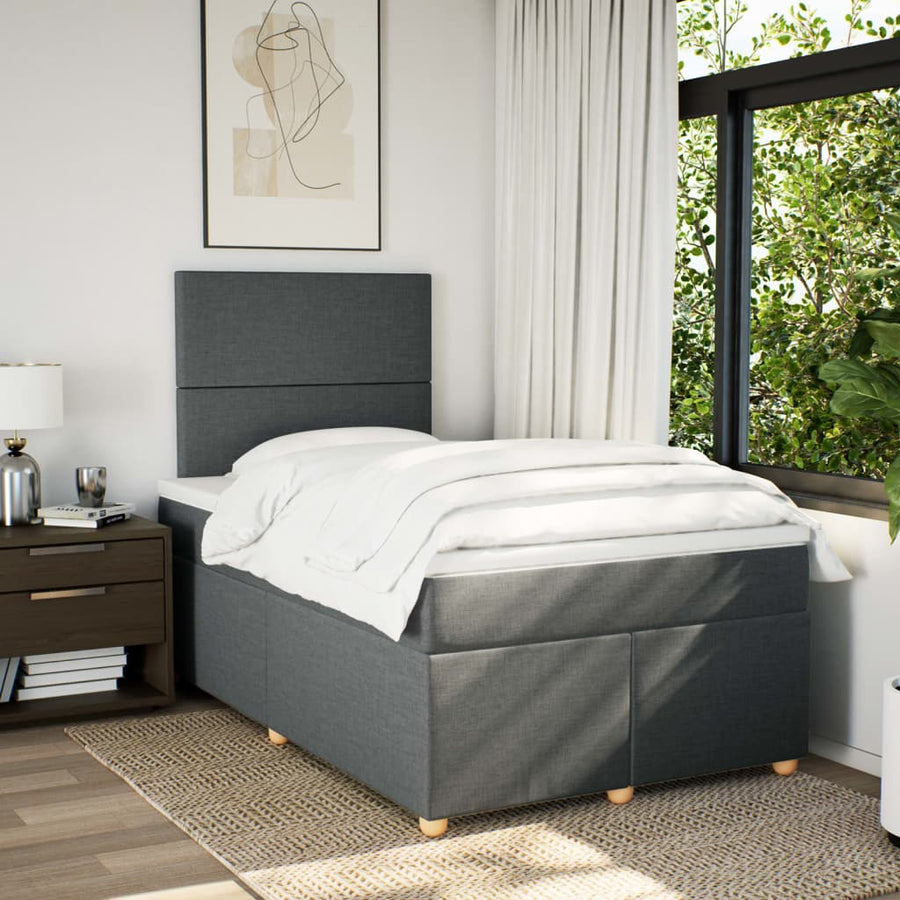 Boxspring met matras stof donkergrijs 120x200 cm