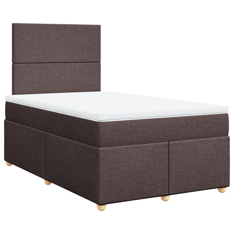 Boxspring met matras stof donkerbruin 120x200 cm