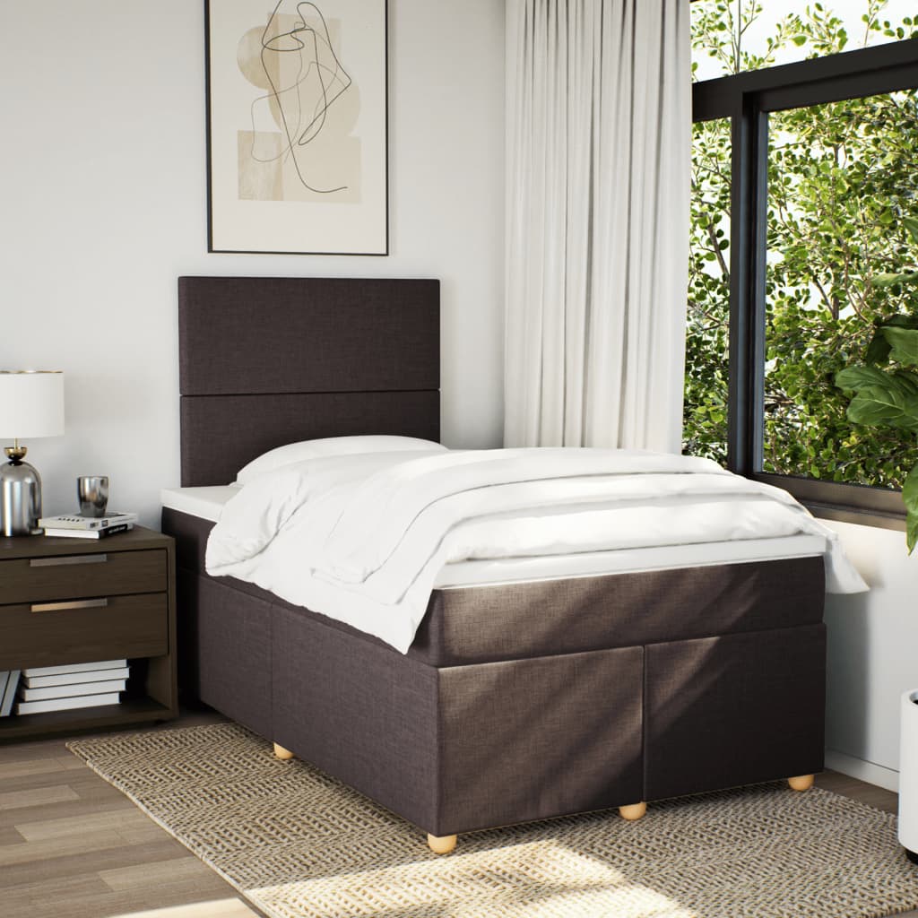 Boxspring met matras stof donkerbruin 120x200 cm