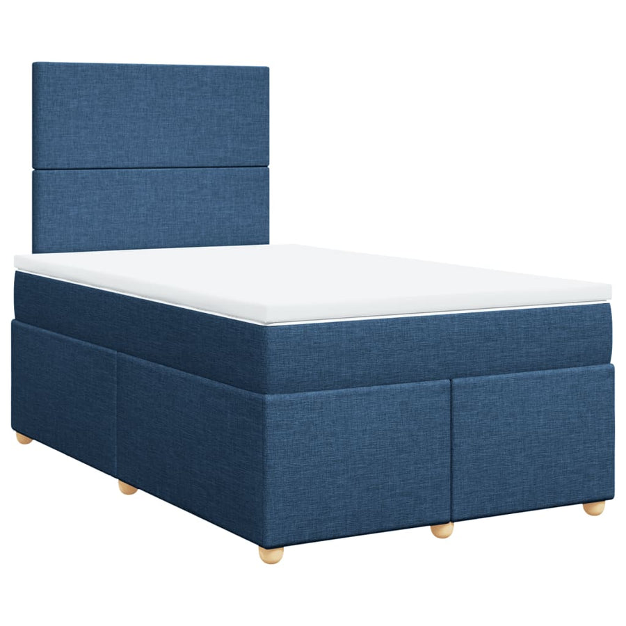 Boxspring met matras stof blauw 120x200 cm