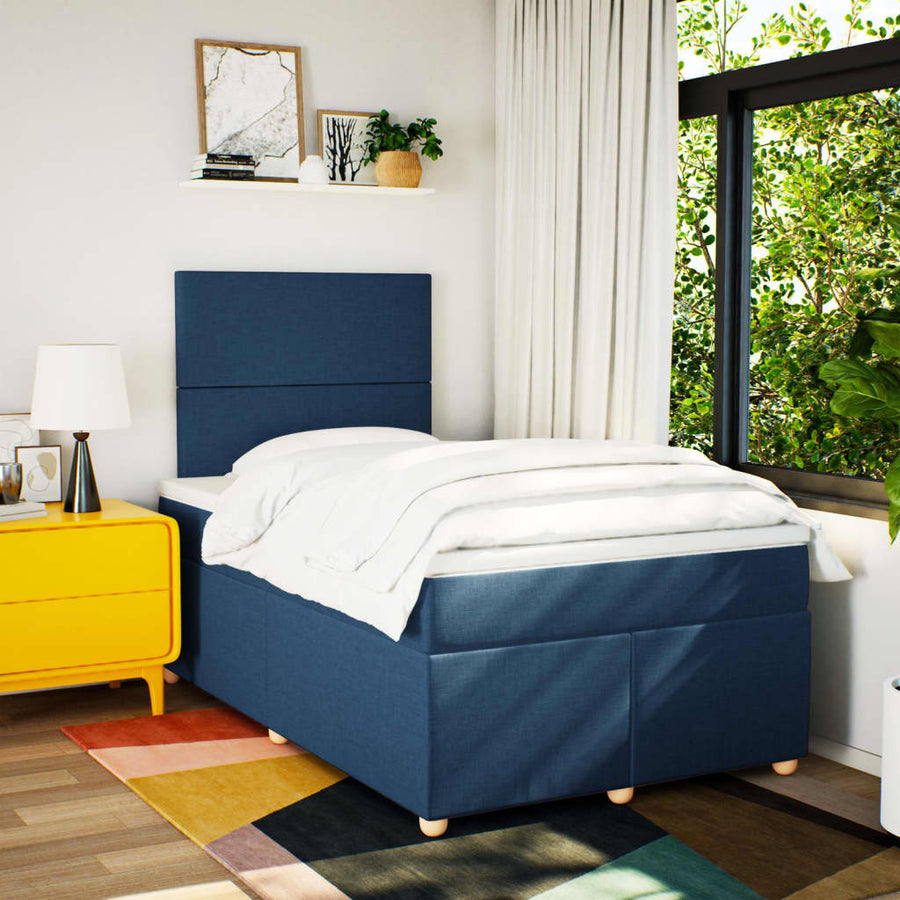 Boxspring met matras stof blauw 120x200 cm