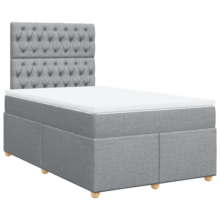 Boxspring met matras stof lichtgrijs 120x200 cm